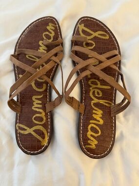 Sam Edelman Tan Brown Strappy Flat Sandals
